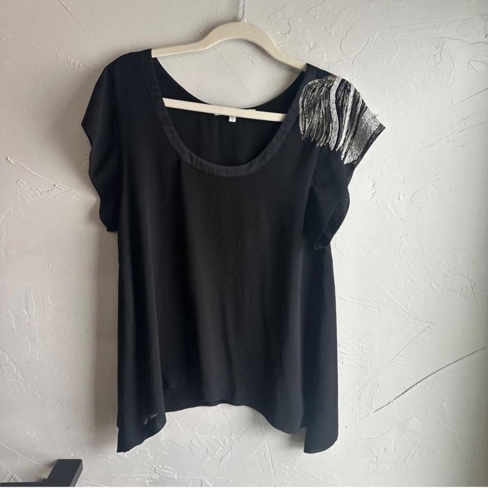 Collective Concepts Black Beaded Lightweight Size S Asymmetrical Goth Whimsigoth